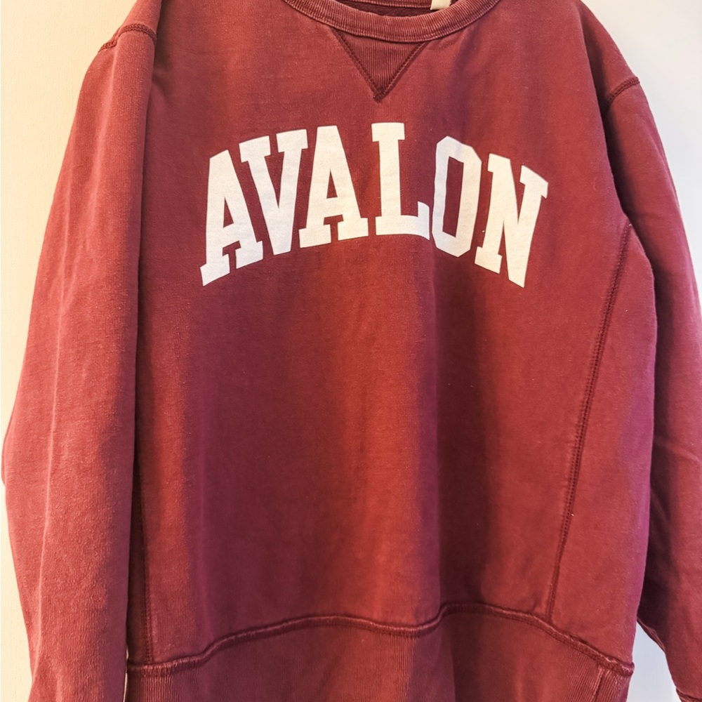 Avalon Burgundy Crewneck Sweatshirt with White Lettering